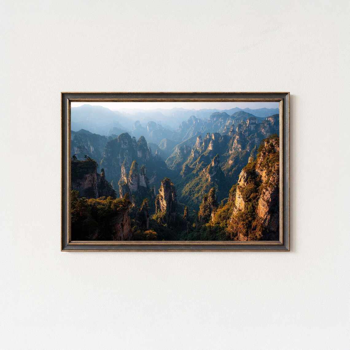 Zhangjiajie Mountain Pillars China Misty Peaks Photography Poster