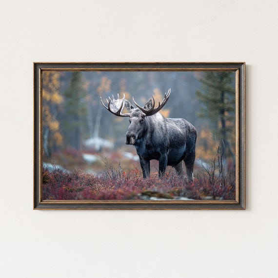 Moose Photography Print Swedish Autumn Wildlife Art