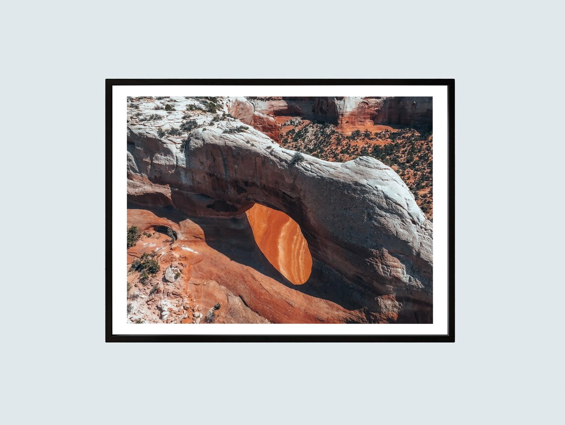 Red Rock Desert Sandstone Arch Aerial Canyon Landscape Photo Poster