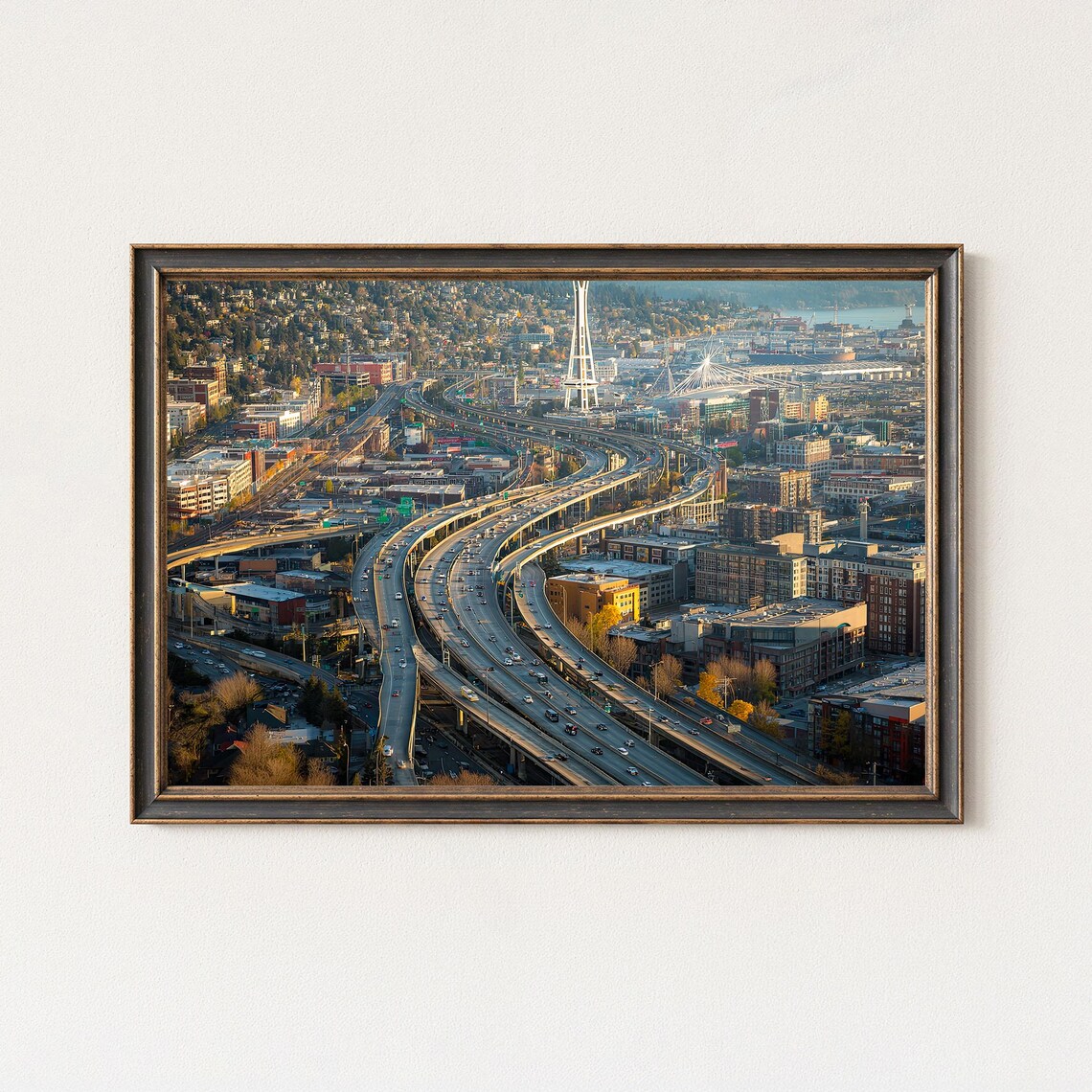 Seattle I5 Overlook Print Space Needle Skyline Wall Art