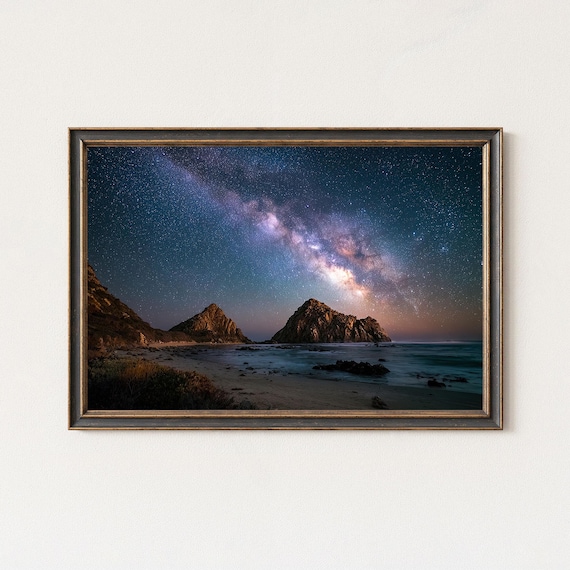 Milky Way Coastal Print Starry Night Seascape Photography