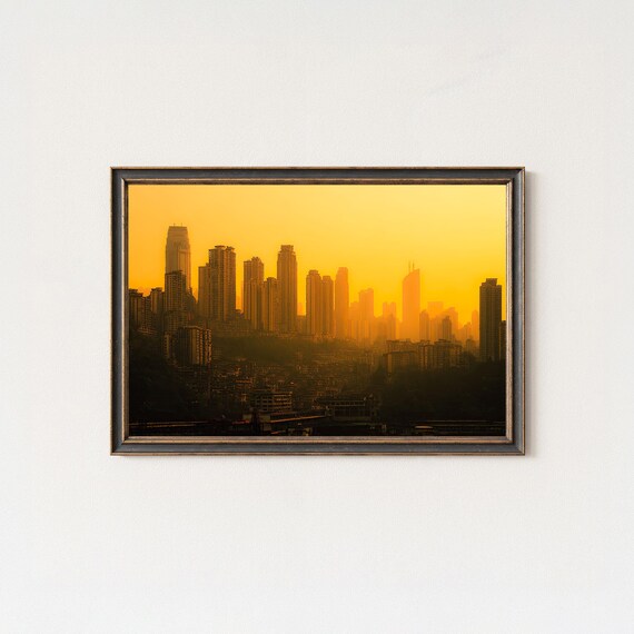 Chongqing Skyline Golden Hour Cityscape Print