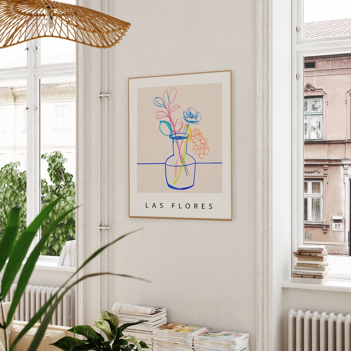 Flower Print, One Line Drawing Kitchen Decor - Image 2
