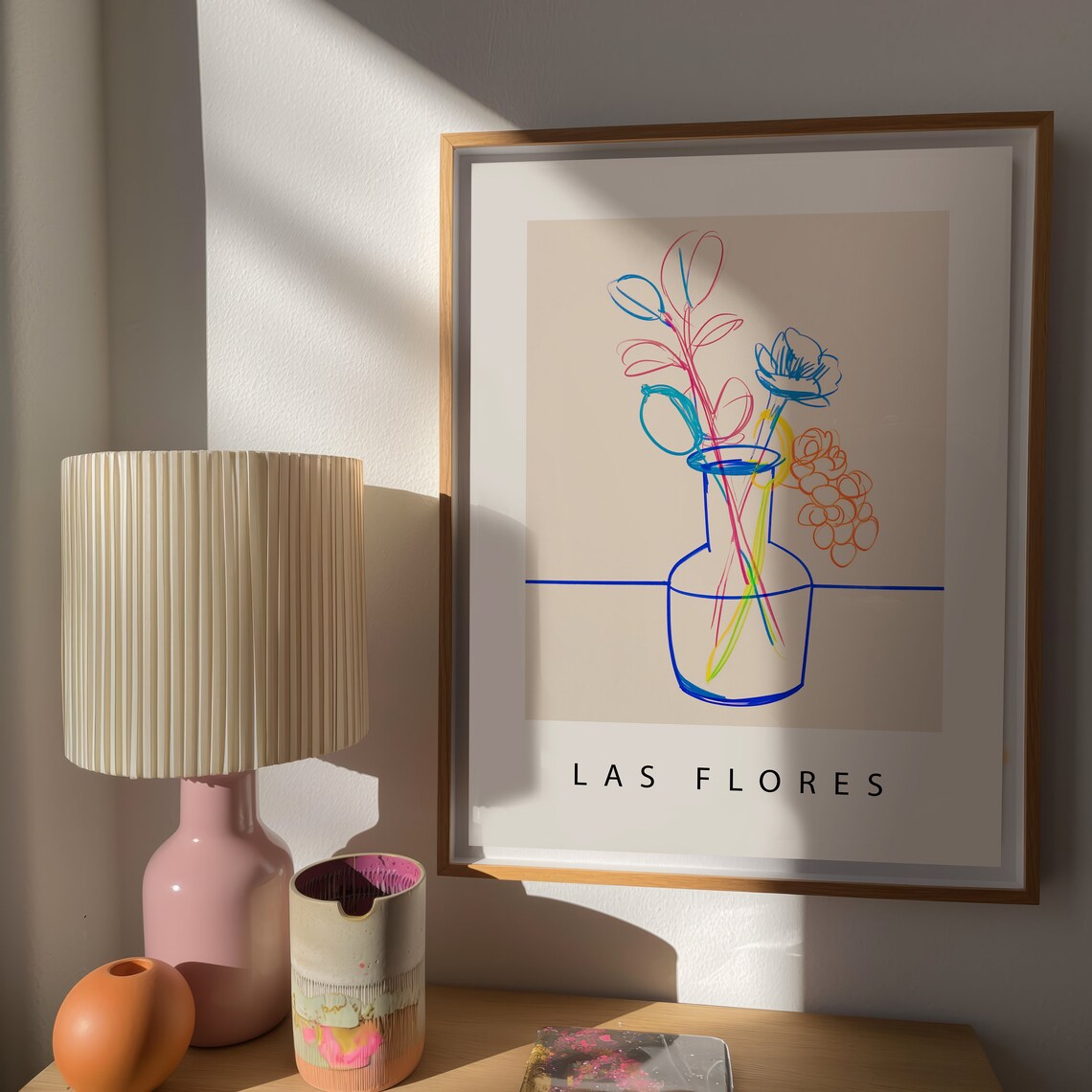Flower Print, One Line Drawing Kitchen Decor