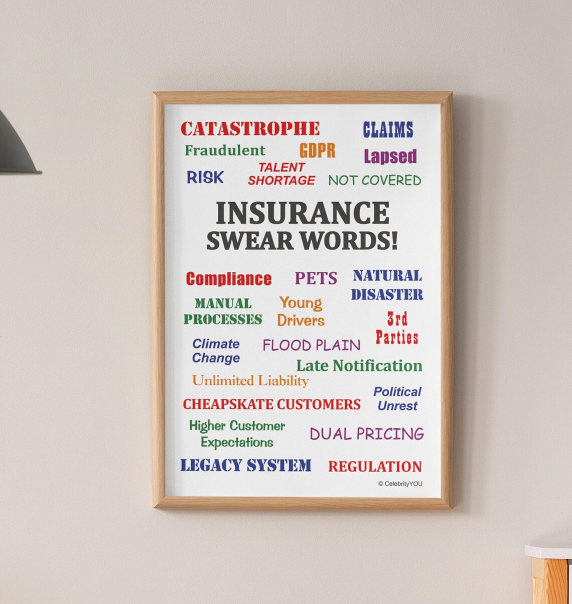 Insurance Swear Words Colorful Industry Pet Peeves Office Poster - Image 3