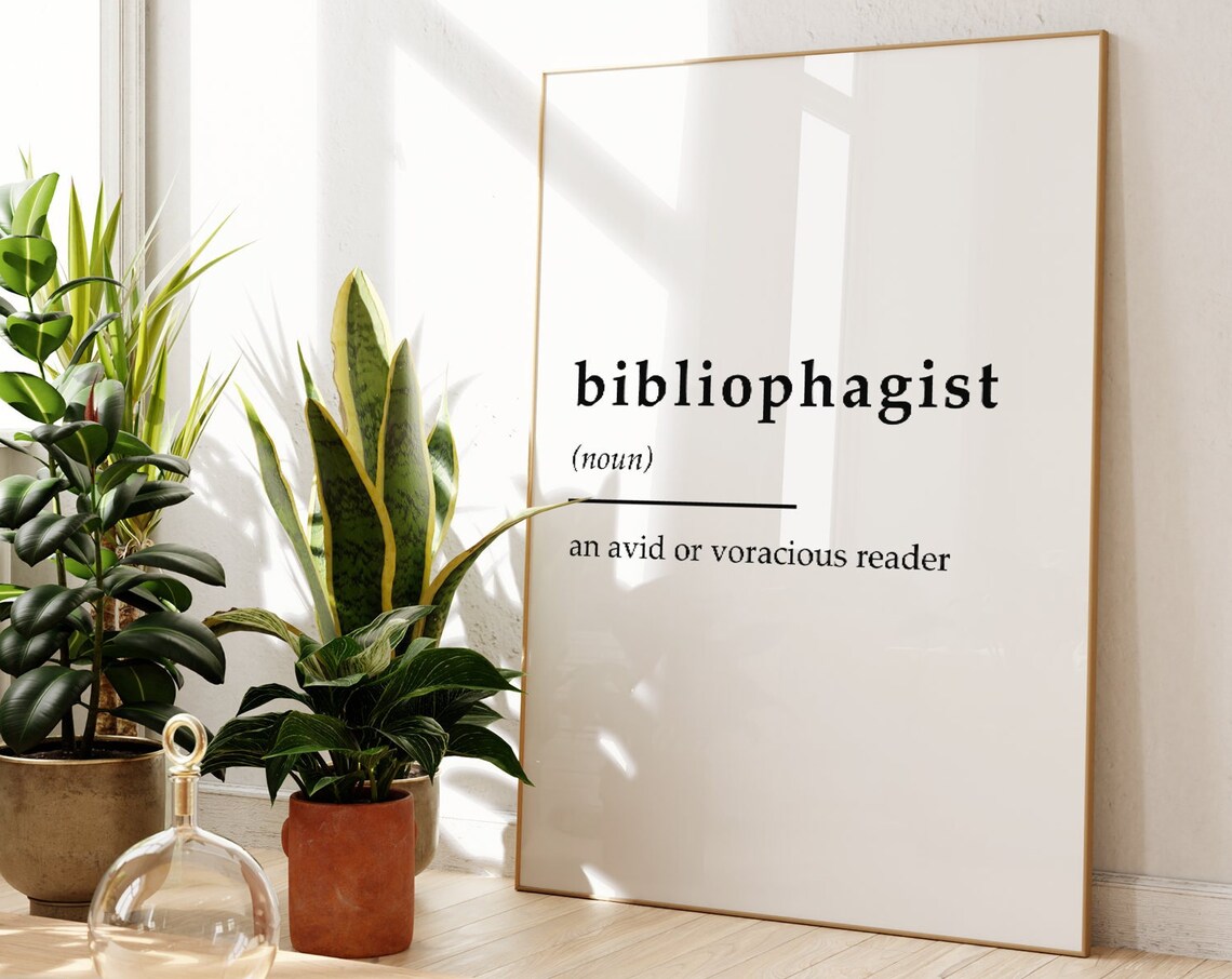Bibliophagist Quote Art Print, Book Nook Decor