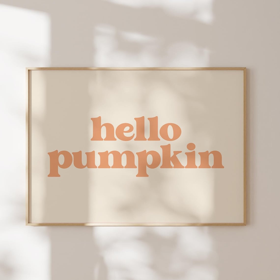 Hello Pumpkin Orange Retro Typography Minimal Fall Autumn Decor Poster