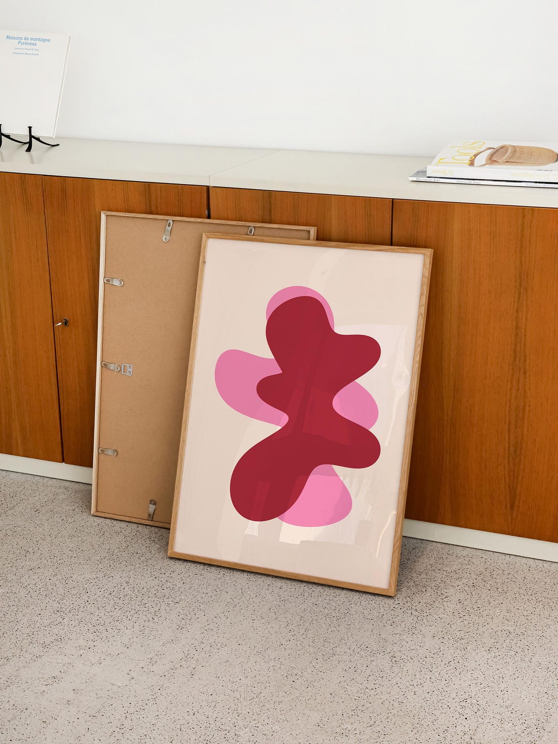 Red And Pink Overlapping Blobs Modern Abstract Minimalist Poster - Image 2