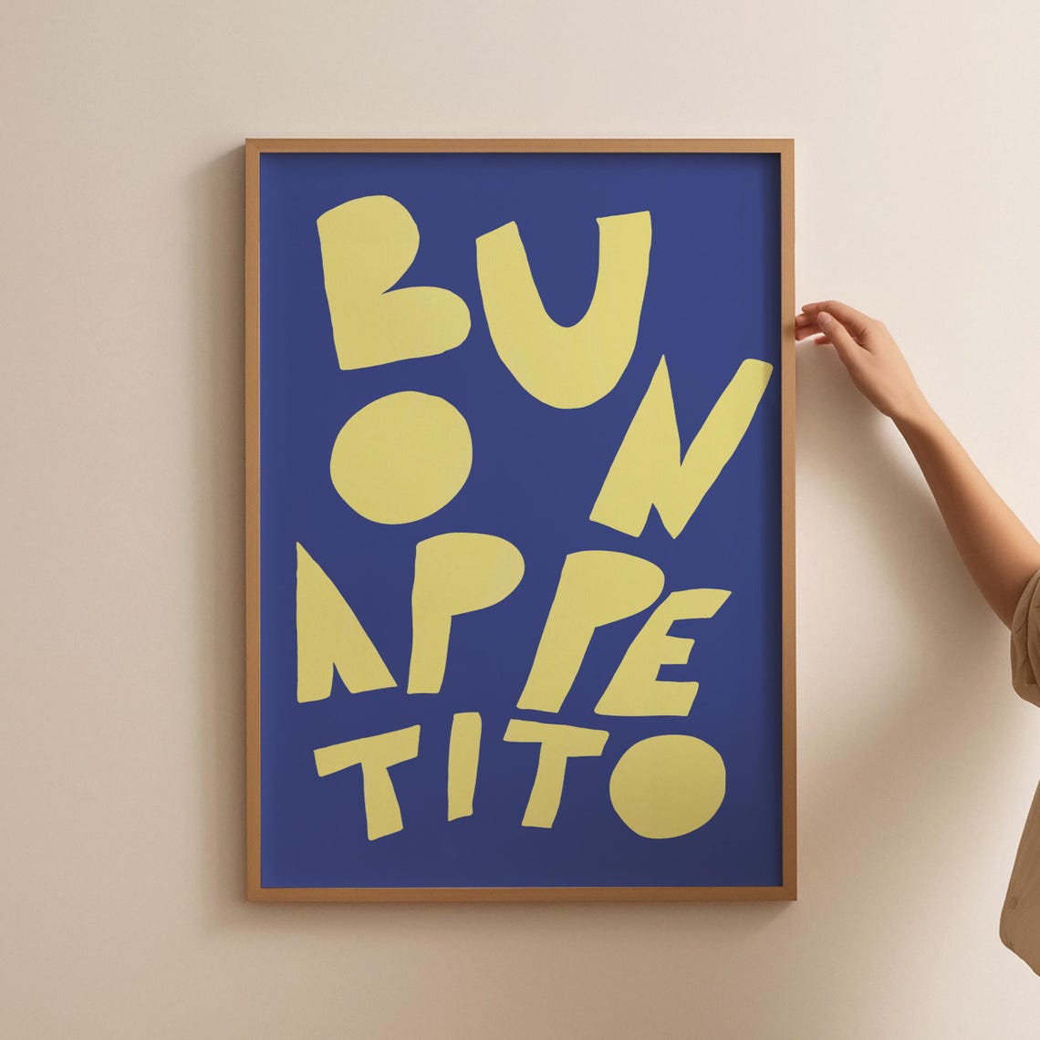 Buon Appetito Yellow Lettering Cobalt Blue Italian Kitchen Poster - Image 3