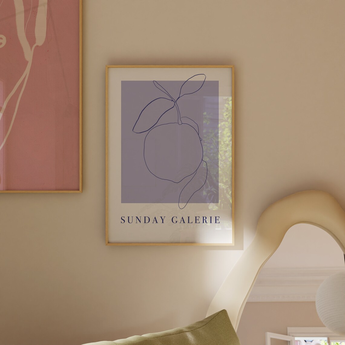 Sunday Galerie Lavender Abstract Orange Line Citrus Art Poster - Image 2