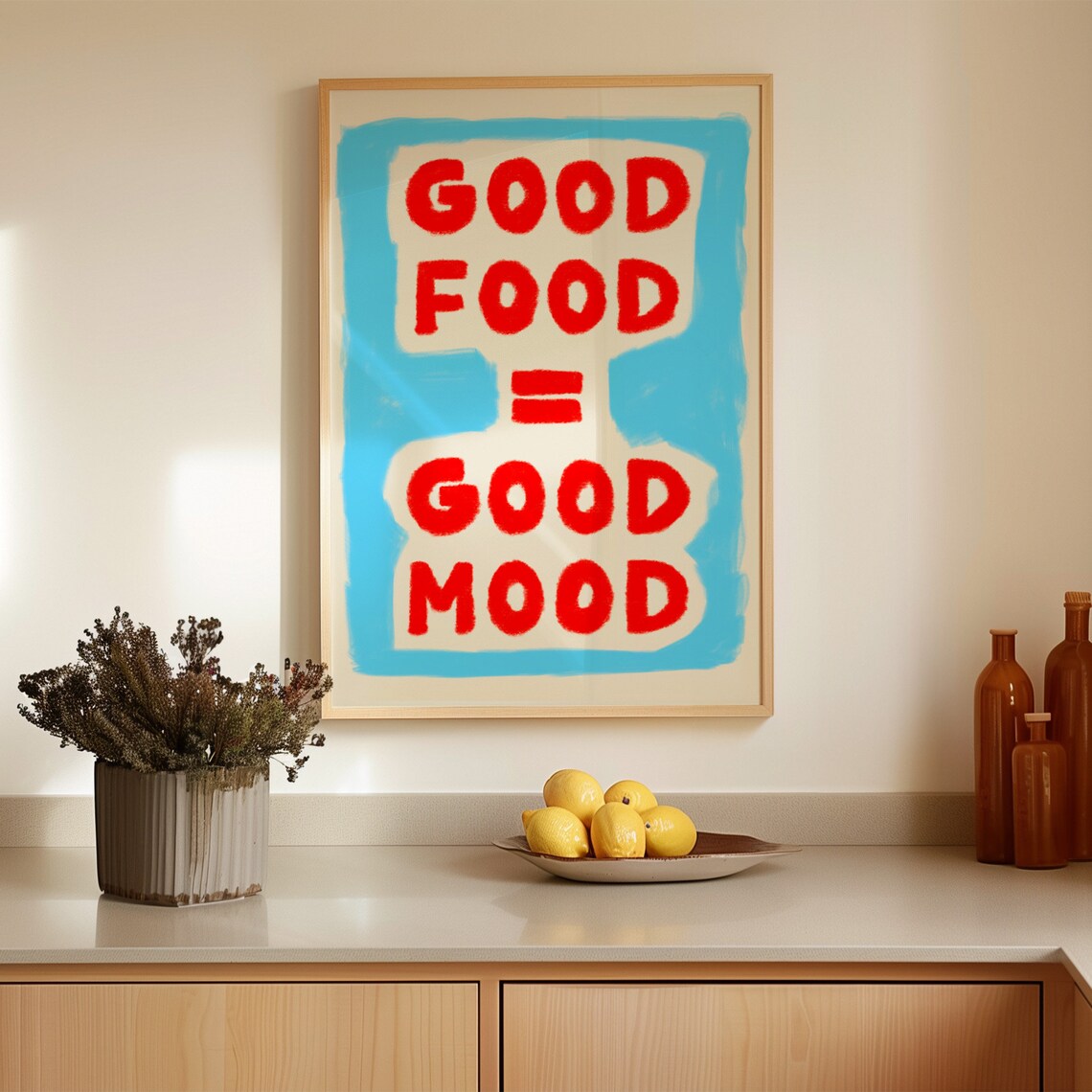 Good Food Good Mood Typography Art Print, Retro Kitchen - Image 3