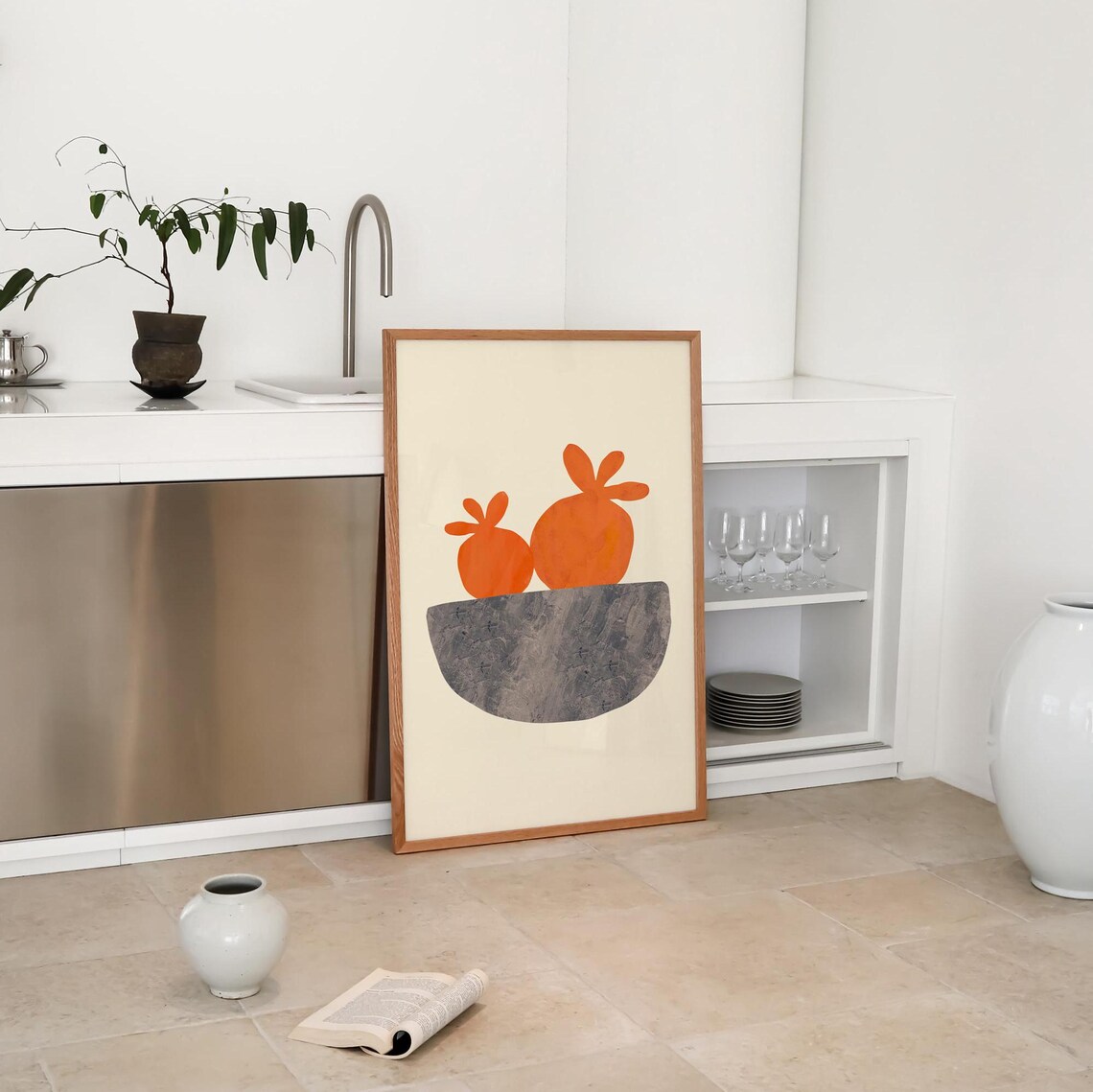 Oranges Wall Art Print Citrus Poster Retro Food Poster Hand Drawn Print Modern Kitchen Poster Still Life Oranges Poster Kitchen Print - Image 2