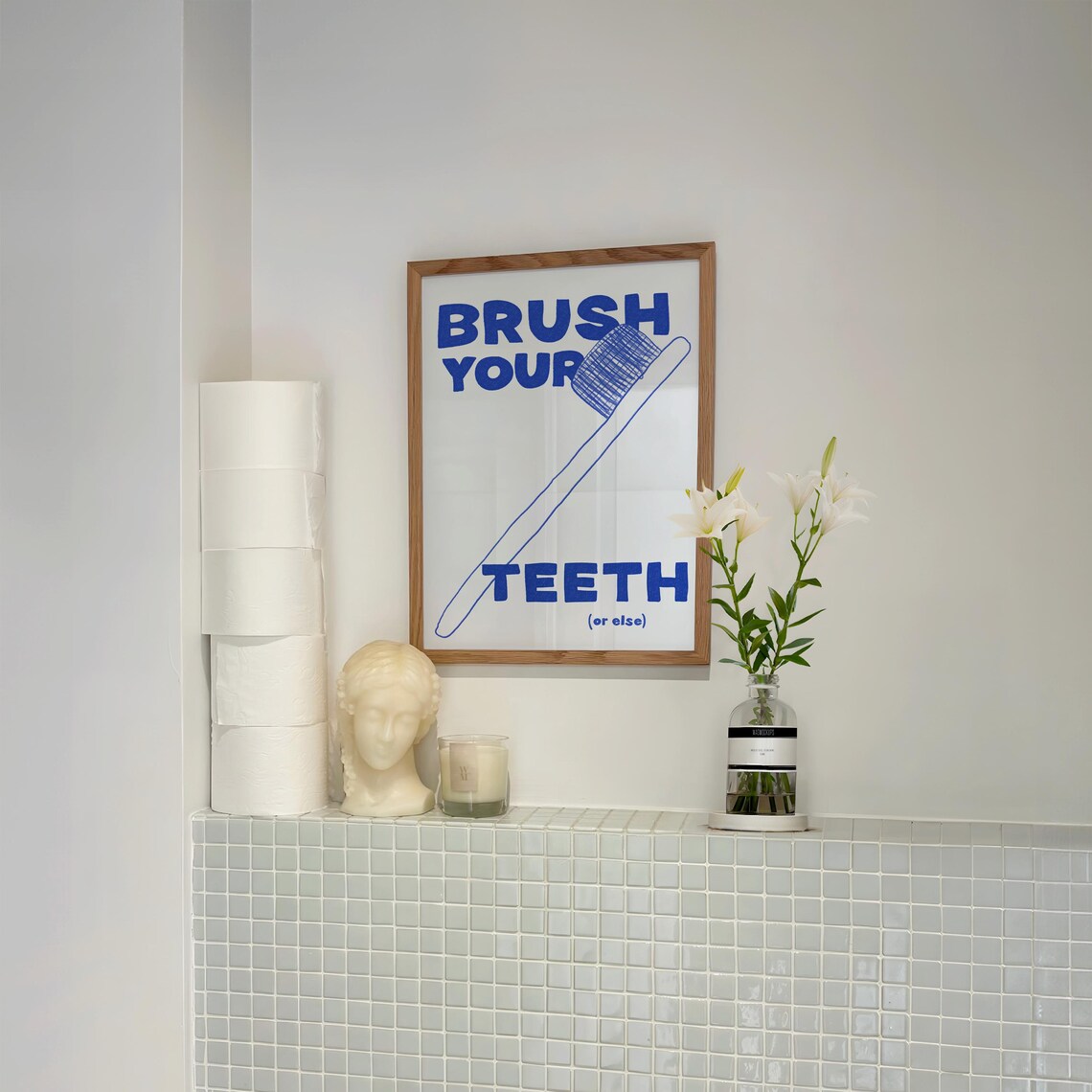 Brush Your Teeth Bathroom Typography Art Print, Mid-Century - Image 2