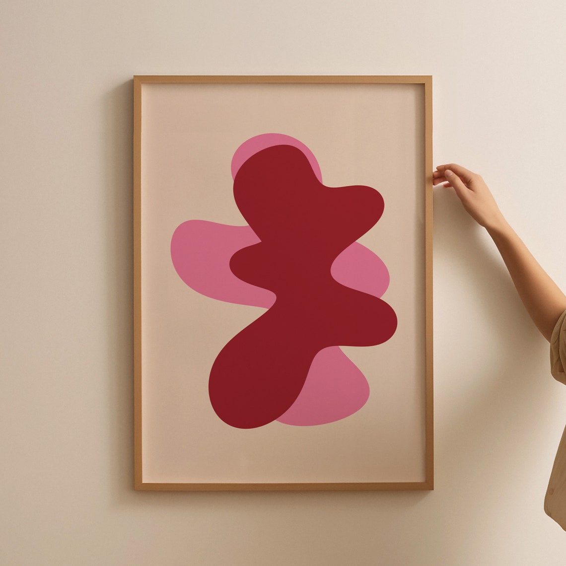 Red And Pink Overlapping Blobs Modern Abstract Minimalist Poster - Image 3