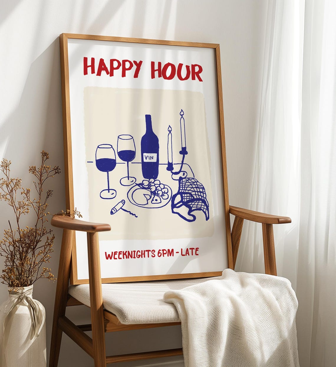 Happy Hour Weeknights 6PM Late Wine Bar Art Poster for Kitchen Decor - Image 3