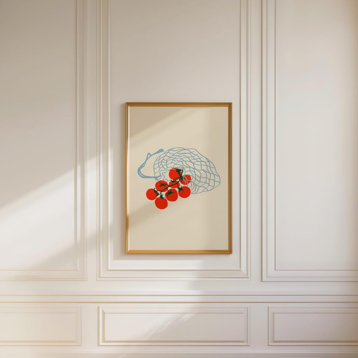 Fresh Red Tomatoes In Mesh Market Bag Modern Kitchen Art Poster - Image 3