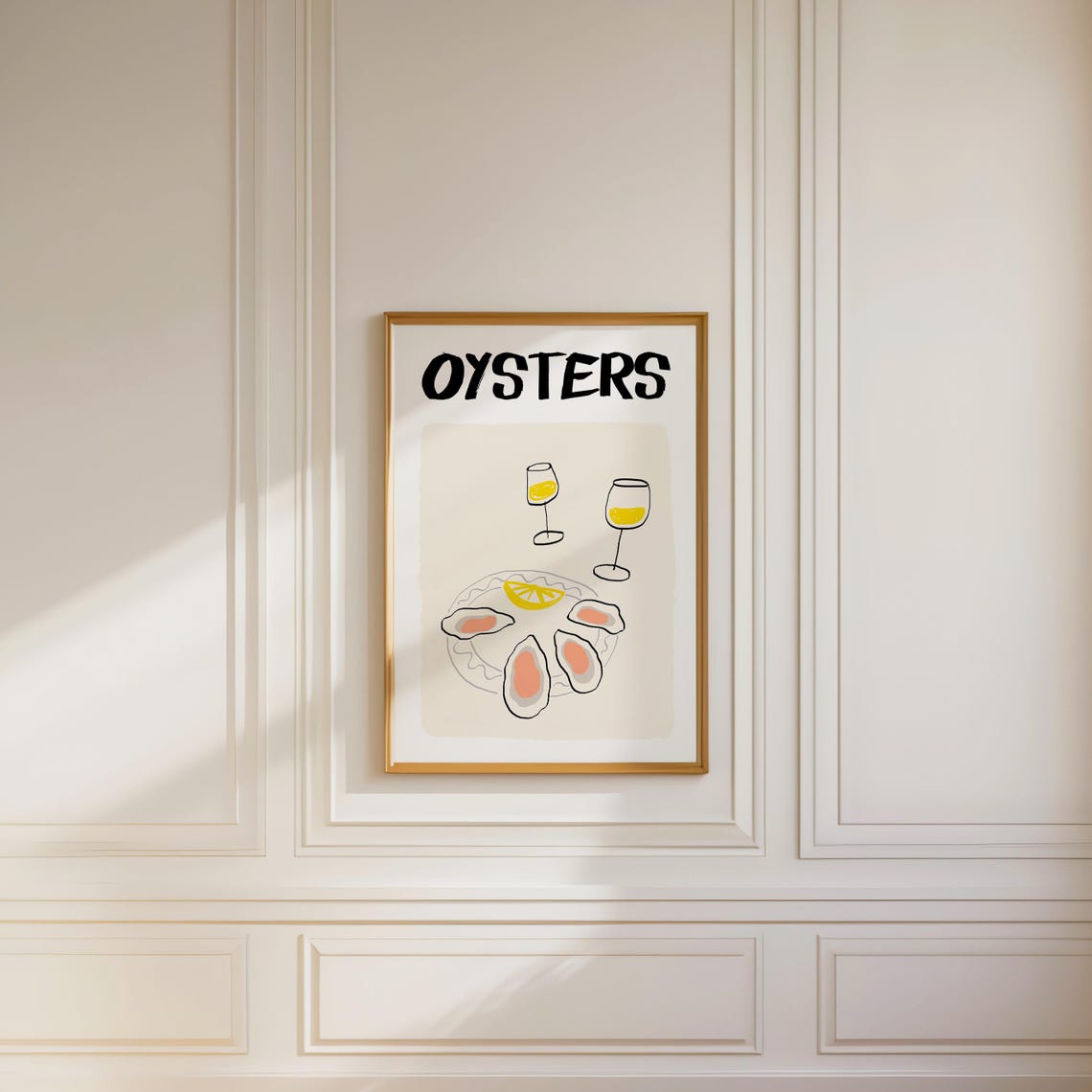 Oysters and White Wine Kitchen Art Poster for Coastal Bar Cart Decor - Image 3