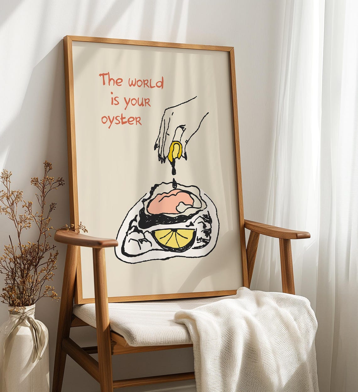 The World Is Your Oyster Lemon Squeeze Quote Coastal Wall Art - Image 2