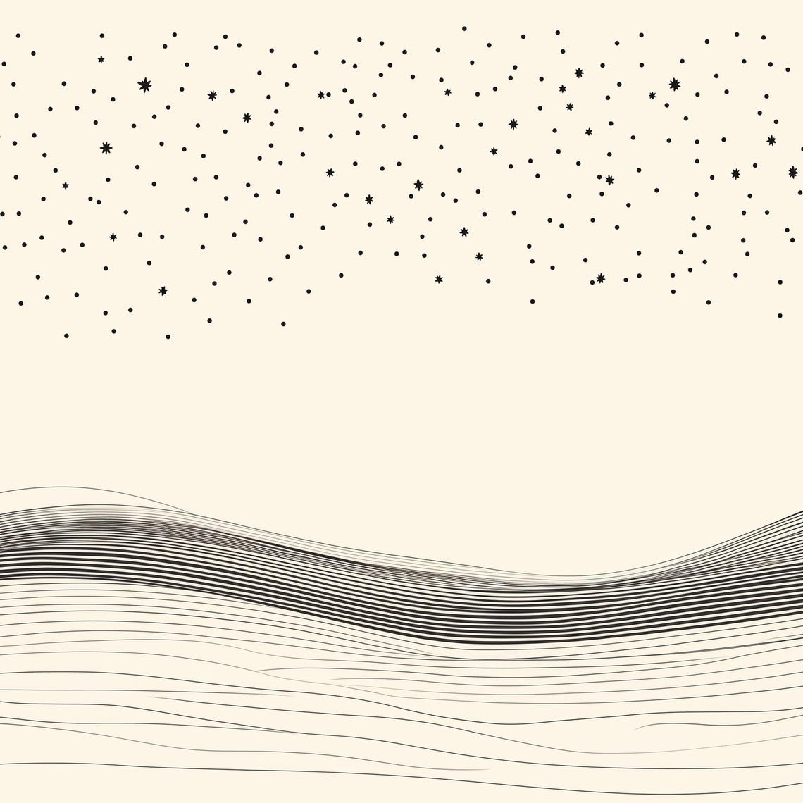 Starry Night Over Flowing Line Waves Abstract Sky Art Poster - Image 4