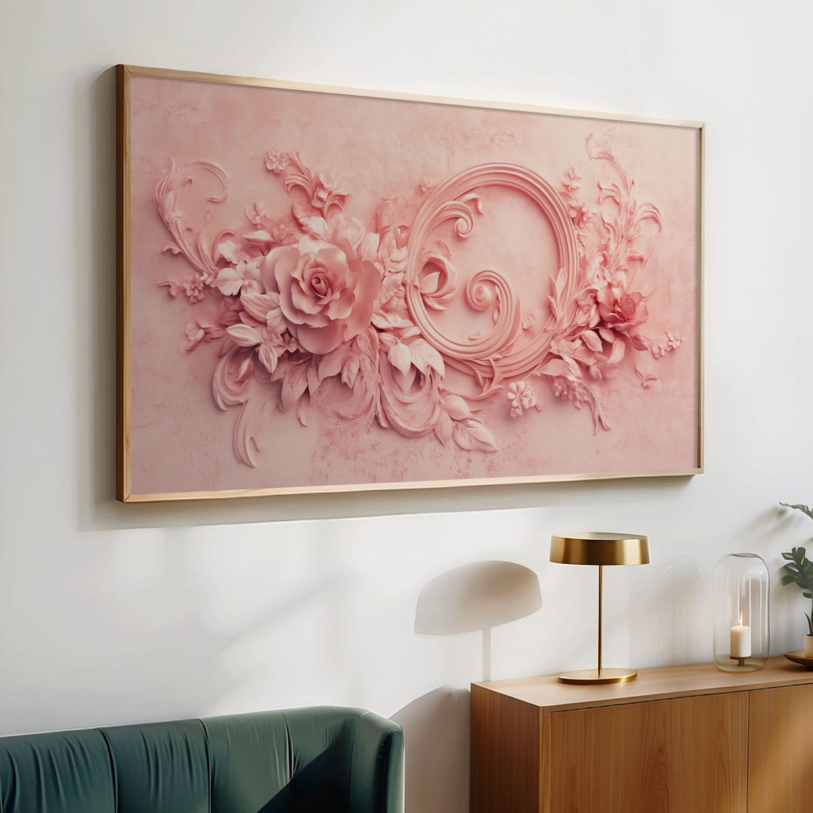 Pink 3D Floral Monogram C Roses Relief Sculpture Romantic Poster - Image 2