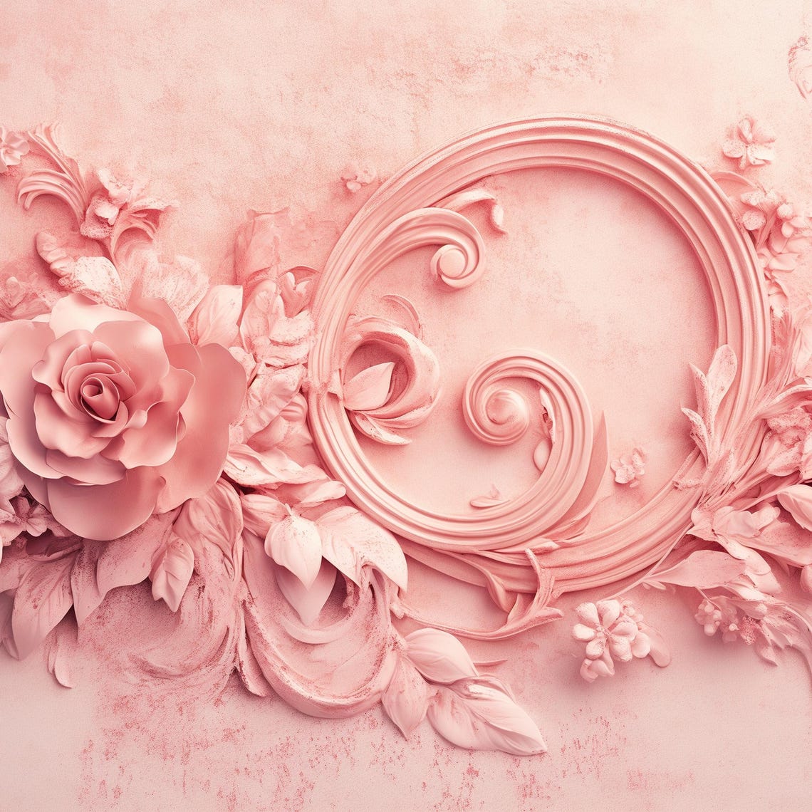 Pink 3D Floral Monogram C Roses Relief Sculpture Romantic Poster - Image 4