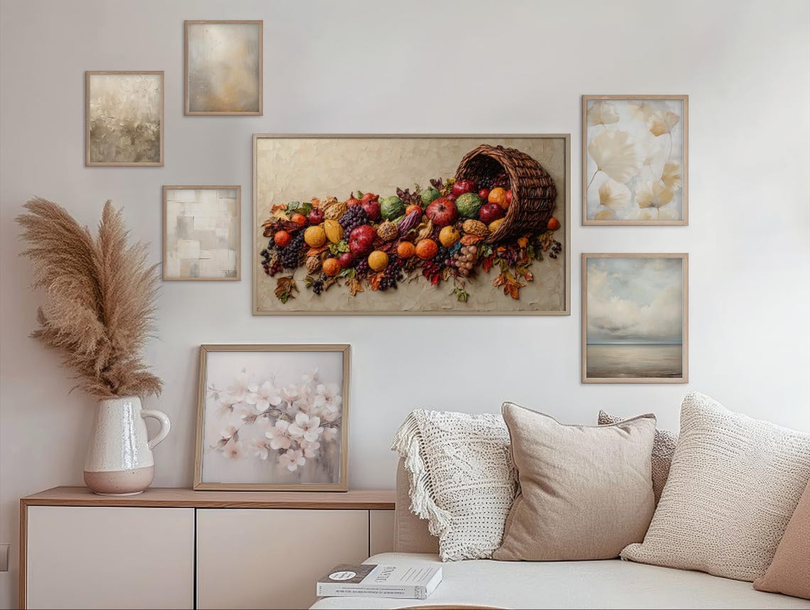 Harvest Cornucopia Textured Oil Painting Autumn Still Life Poster - Image 2
