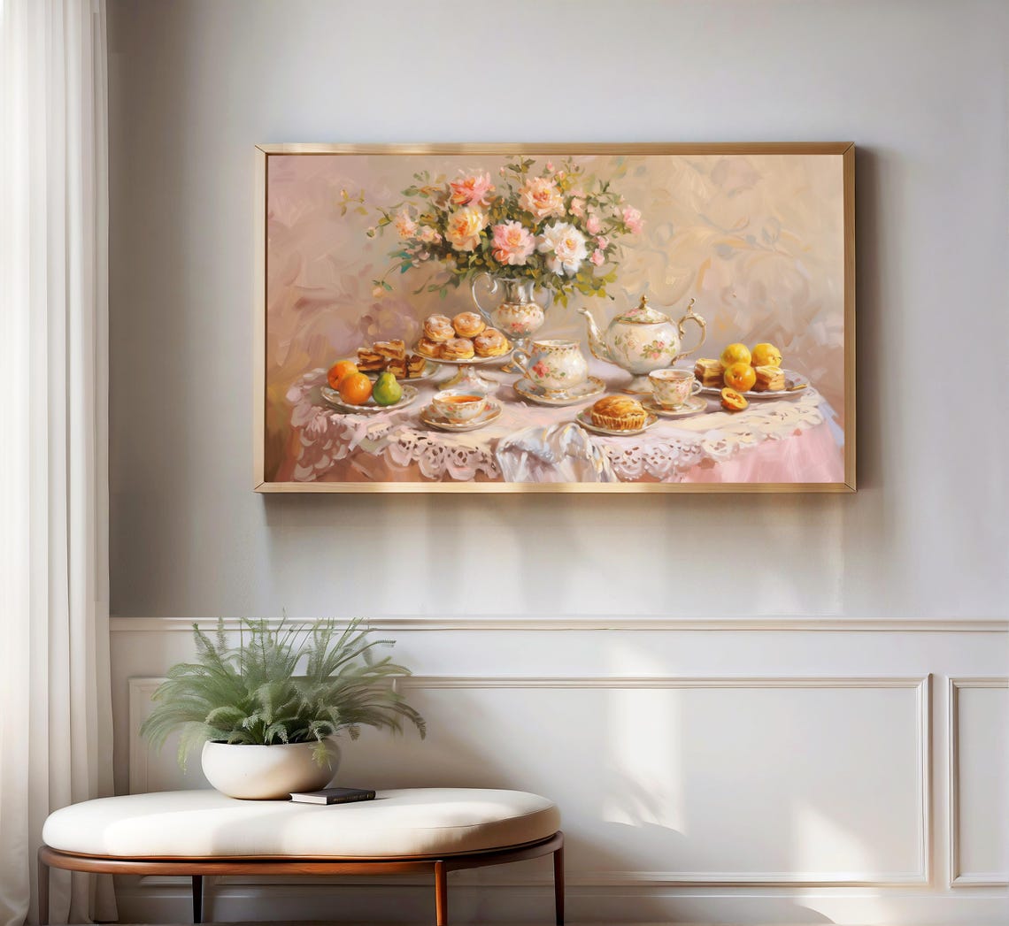 Elegant Afternoon Tea Frame Tv Art Refined Delicate Tea Scene Screensaver For Traditional Or Victorian Decor - Image 3