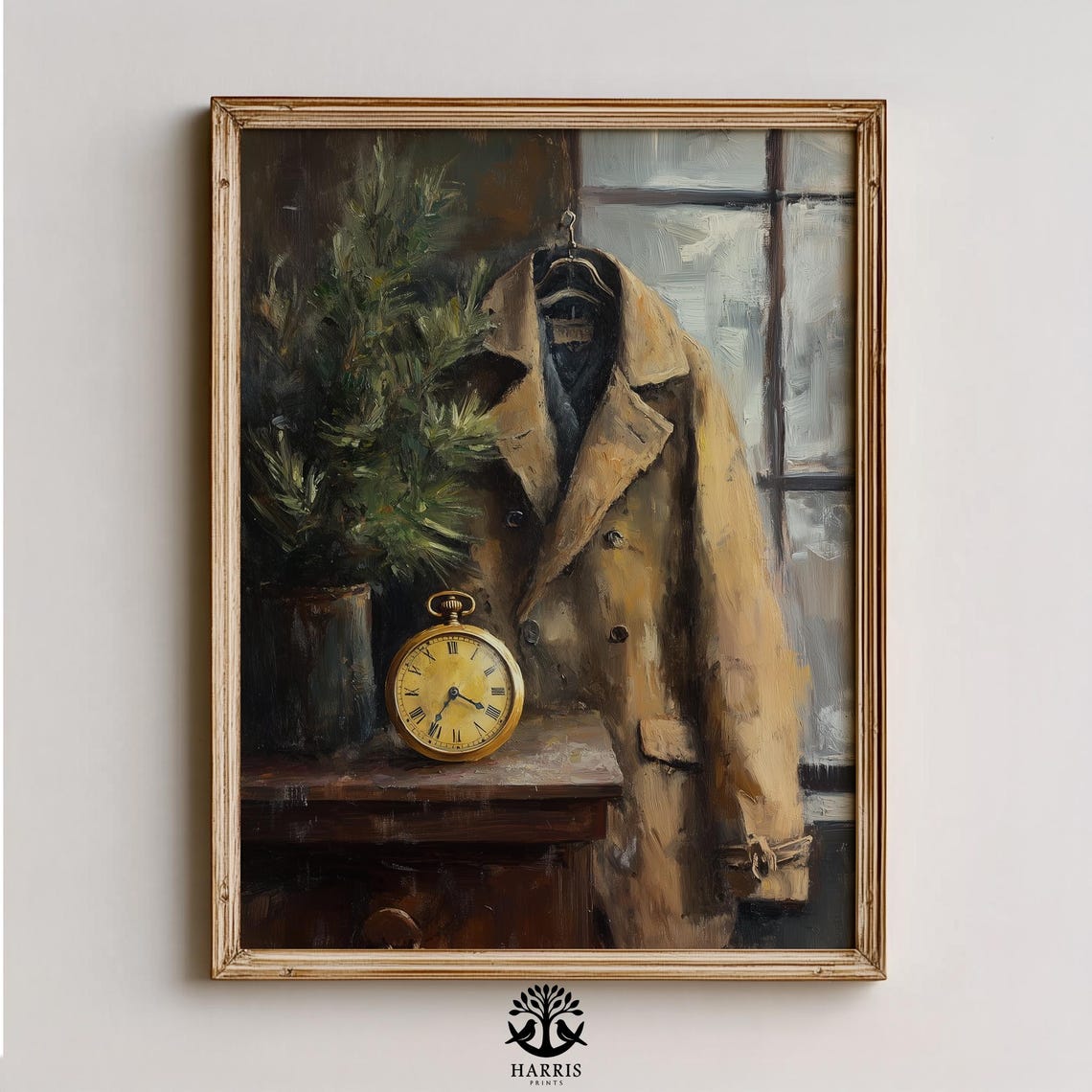 Vintage Brass Pocket Watch Moody Still Life Dark Academia Poster
