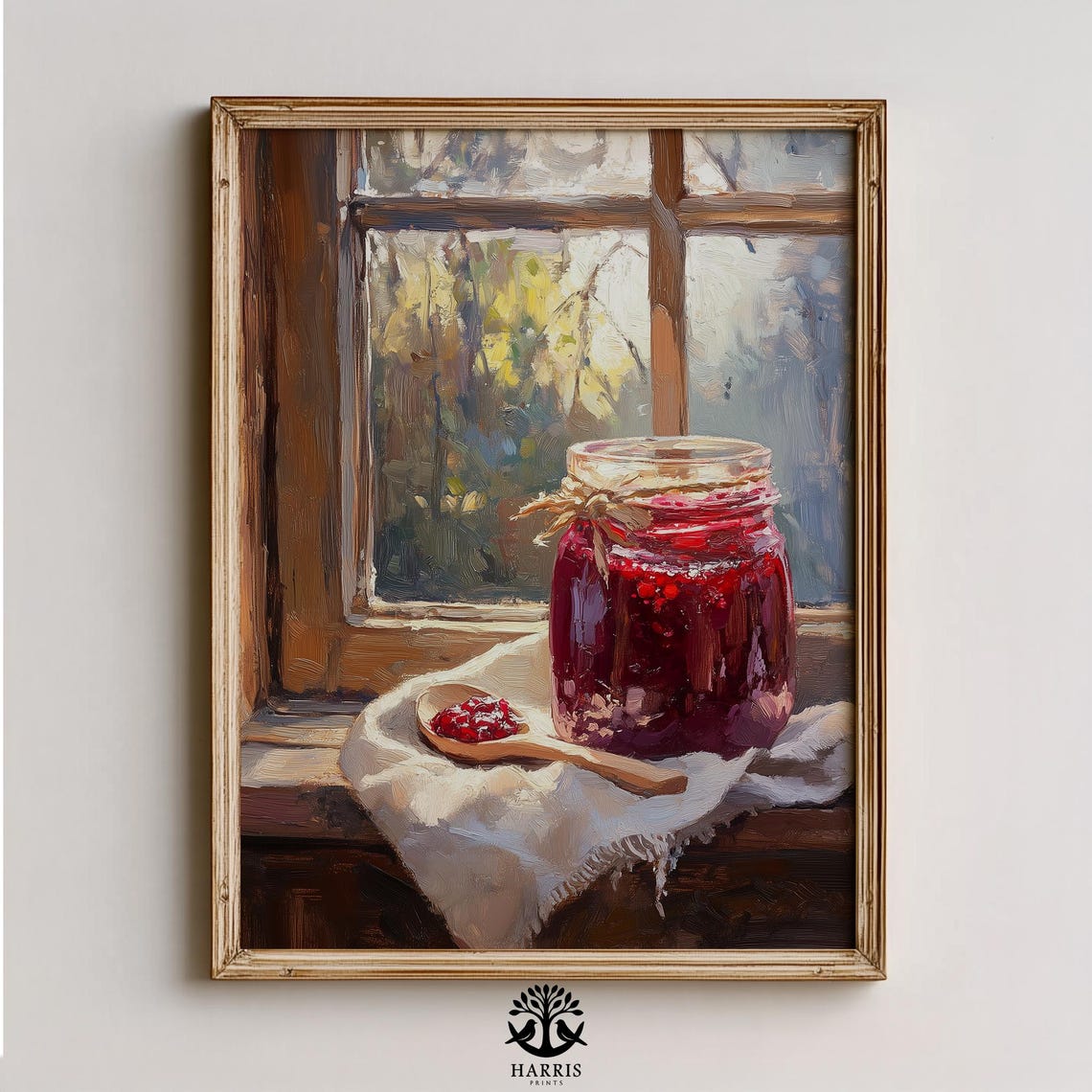 Rustic Farmhouse Cranberry Jam Still Life Cozy Kitchen Print Warm Autumn Decor Earthy Painterly Wall Art 305