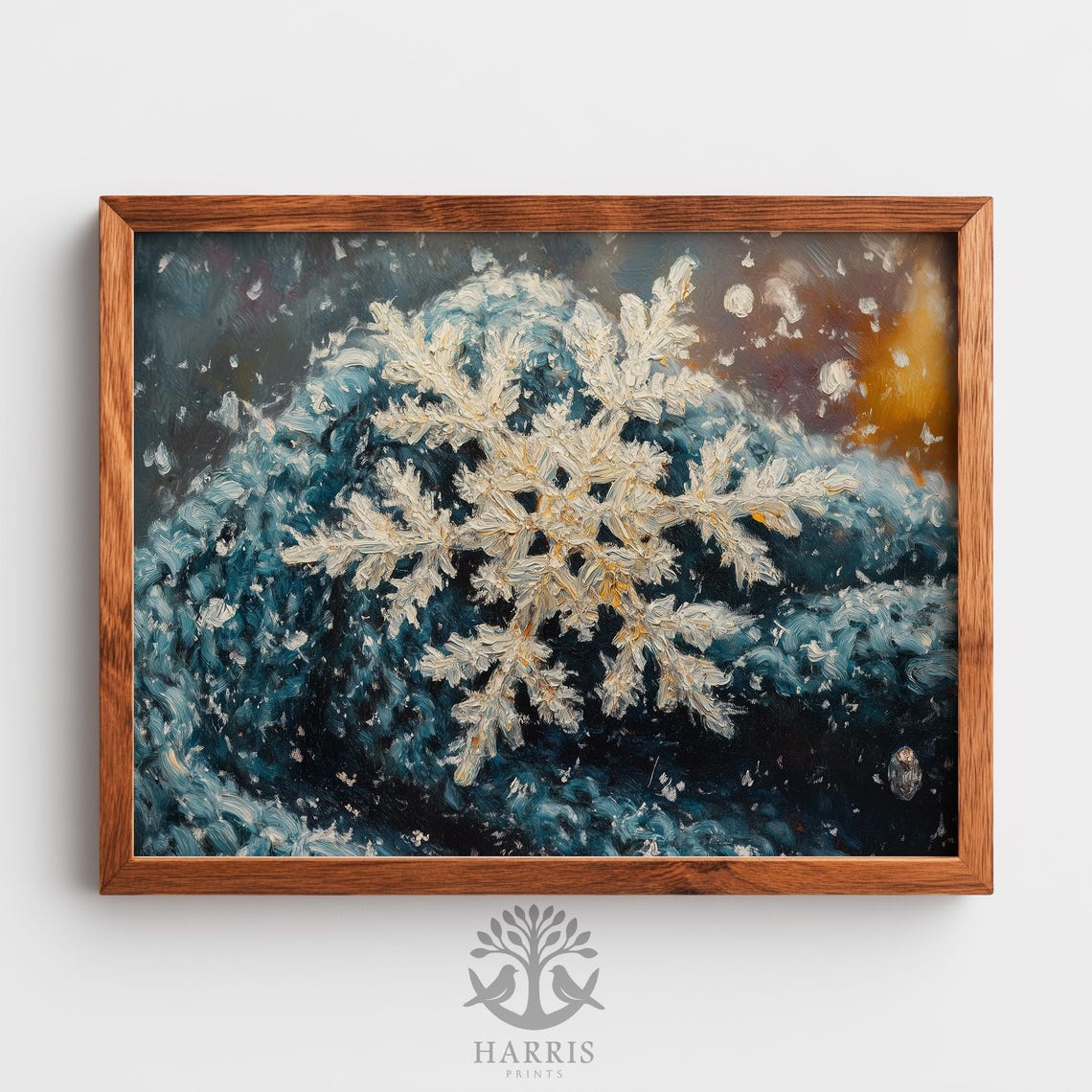Giant Snowflake Blue Knit Macro Cozy Winter Season Holiday Poster