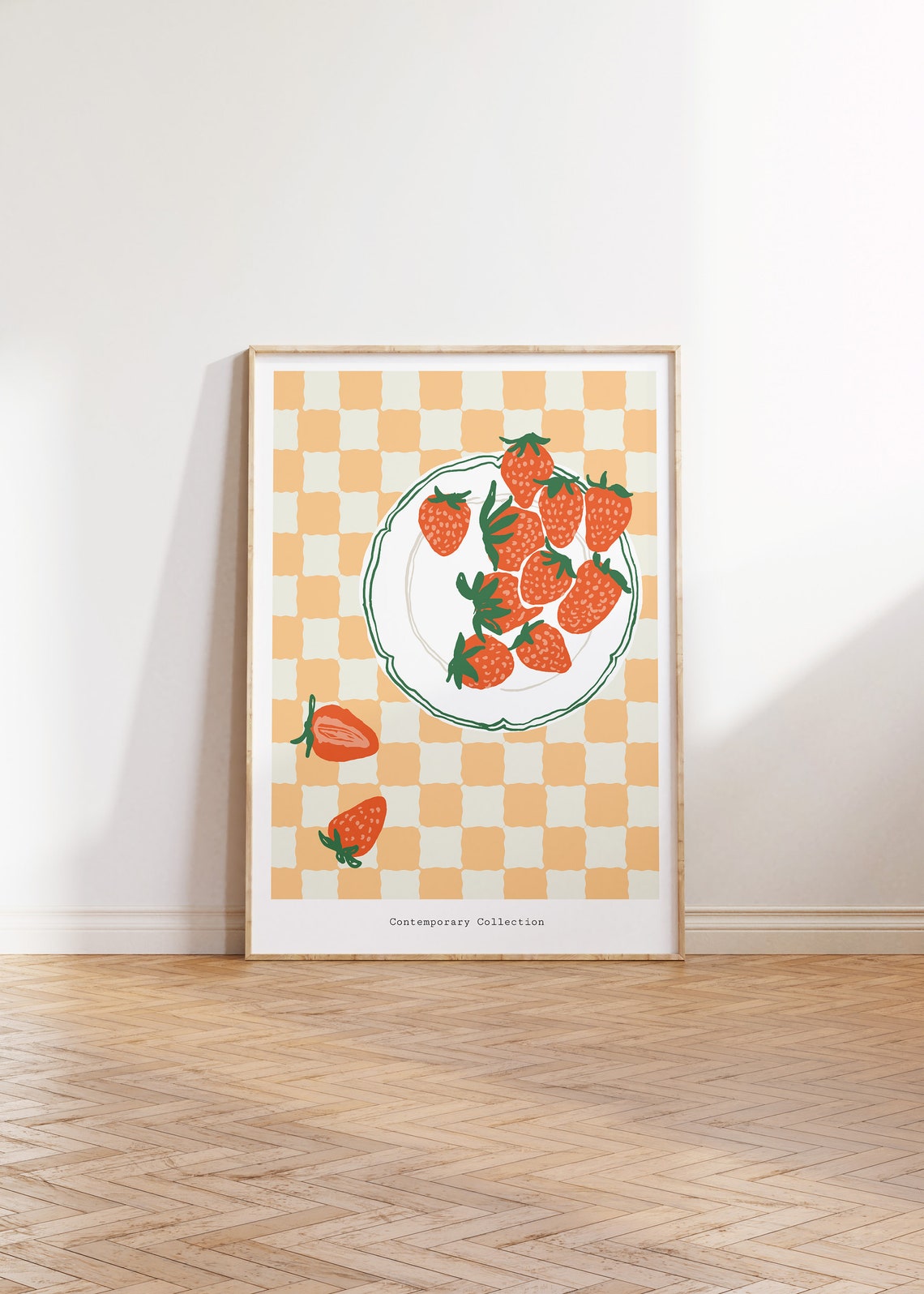 Strawberry Plate Checkerboard Contemporary Kitchen Fruit Poster - Image 3
