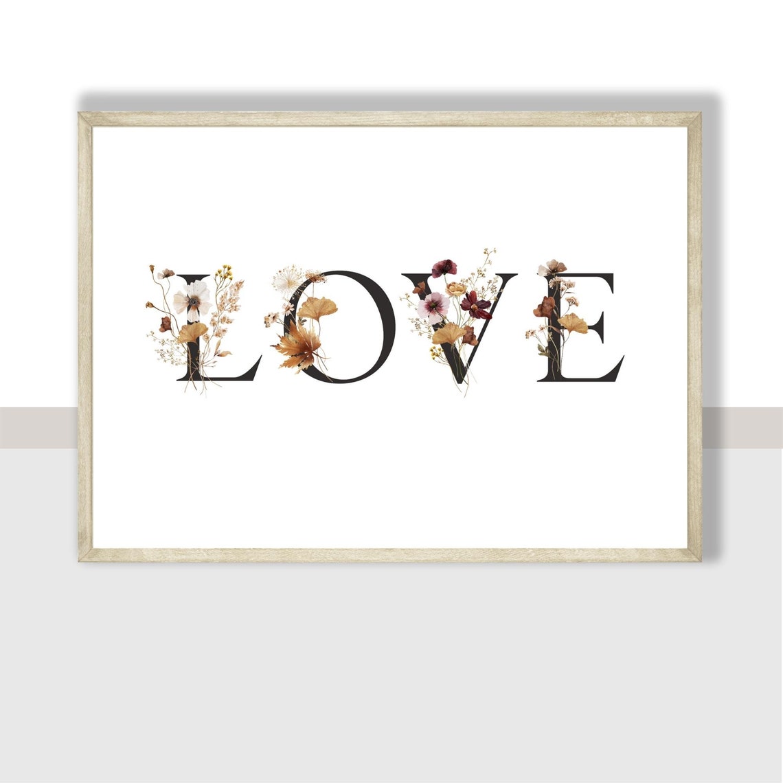 Love Floral Typography Wildflower Botanical Letters Decor Poster - Image 3
