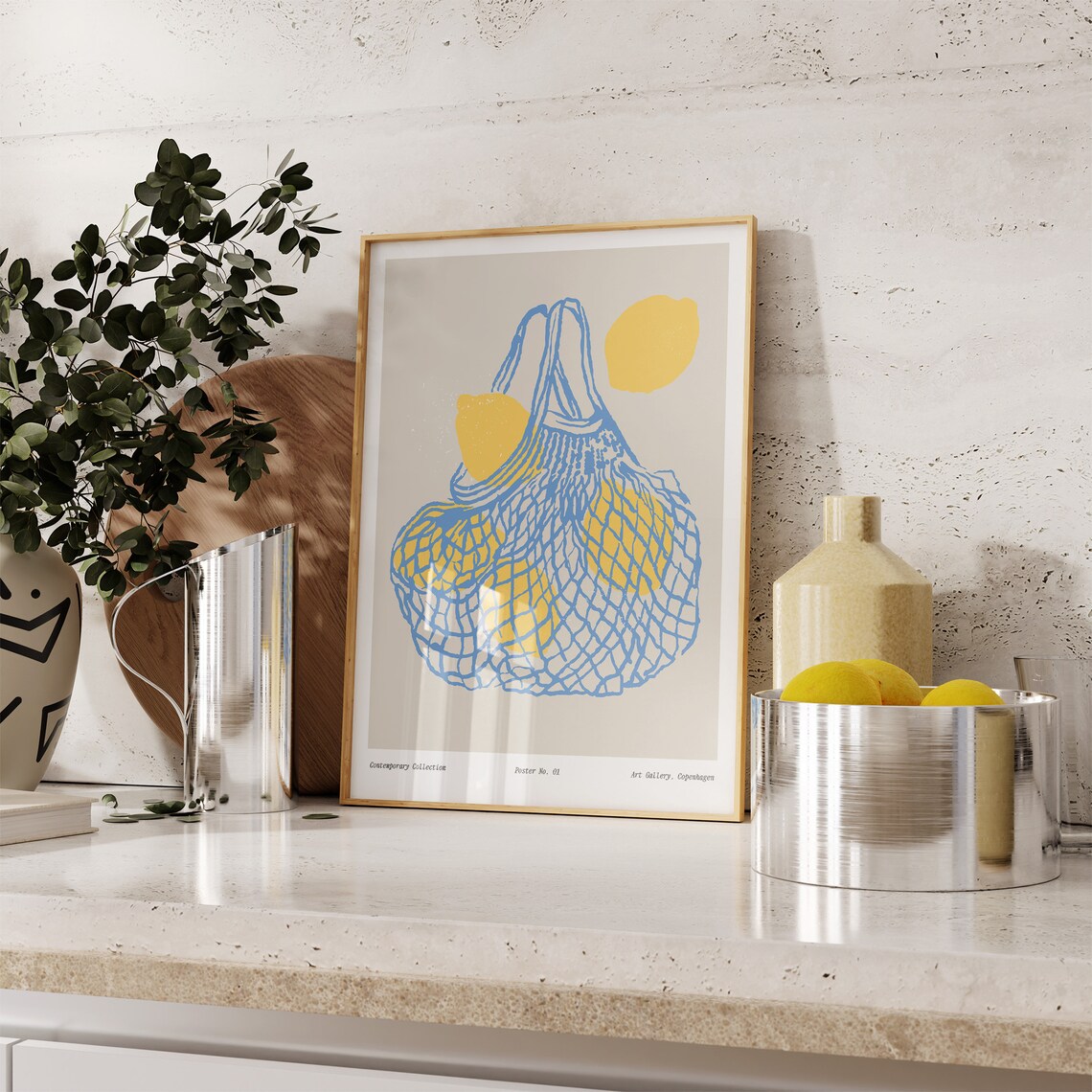 Lemon Wall Art, Neutral Citrus Poster Print - Image 2