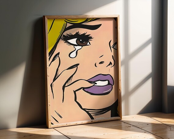Crying Woman Pop Art Print Retro Comic Style Blonde With Tear Wall Vintage Lichtenstein Inspired Poster For Home Or Office