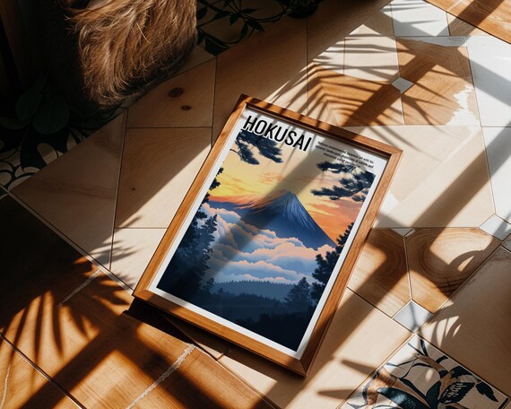 Mount Fuji Sunrise Swirling Clouds Dark Forest Silhouette Japanese Poster