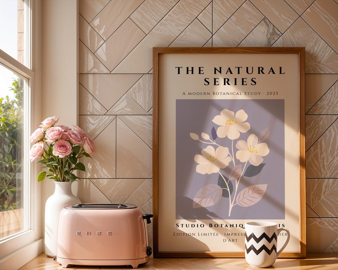 Pastel Blossom Botanical On Lilac Natural Series 2025 Modern Wall Art