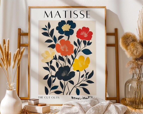 Henri Matisse Inspired Colorful Bouquet Cutout Floral Art Print