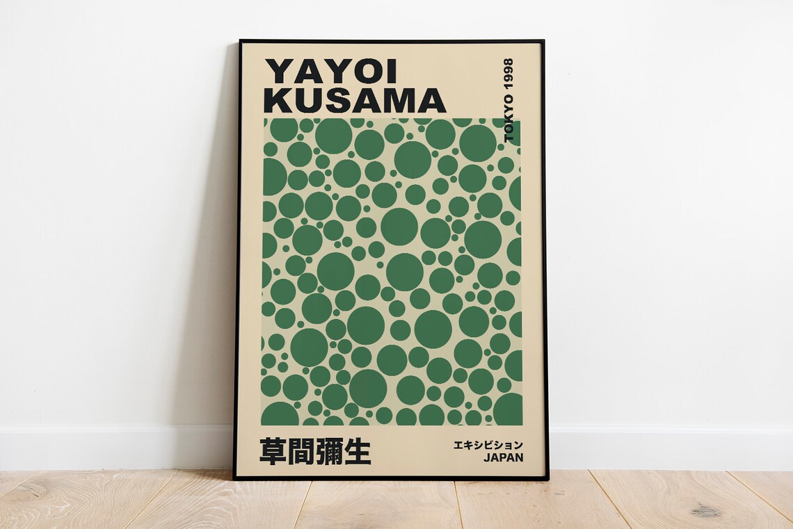Yayoi Kusama Green Dots Tokyo 1998 Japanese Exhibition Art Poster - Image 2