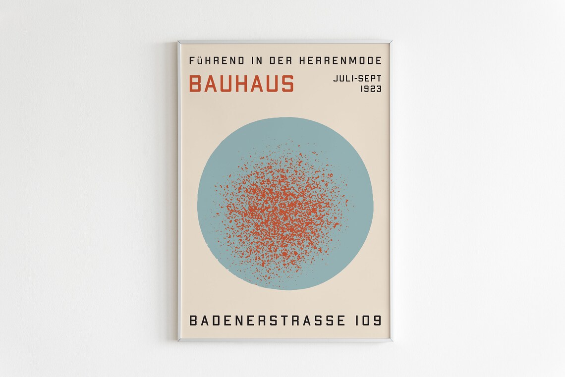 Bauhaus 1923 Exhibition Abstract Blue Circle Retro German Design Poster