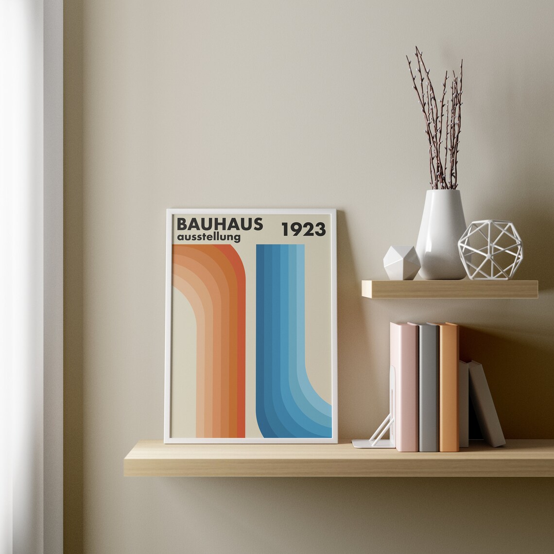 Bauhaus 1923 Ausstellung Geometric Orange Blue Midcentury Art Poster - Image 2