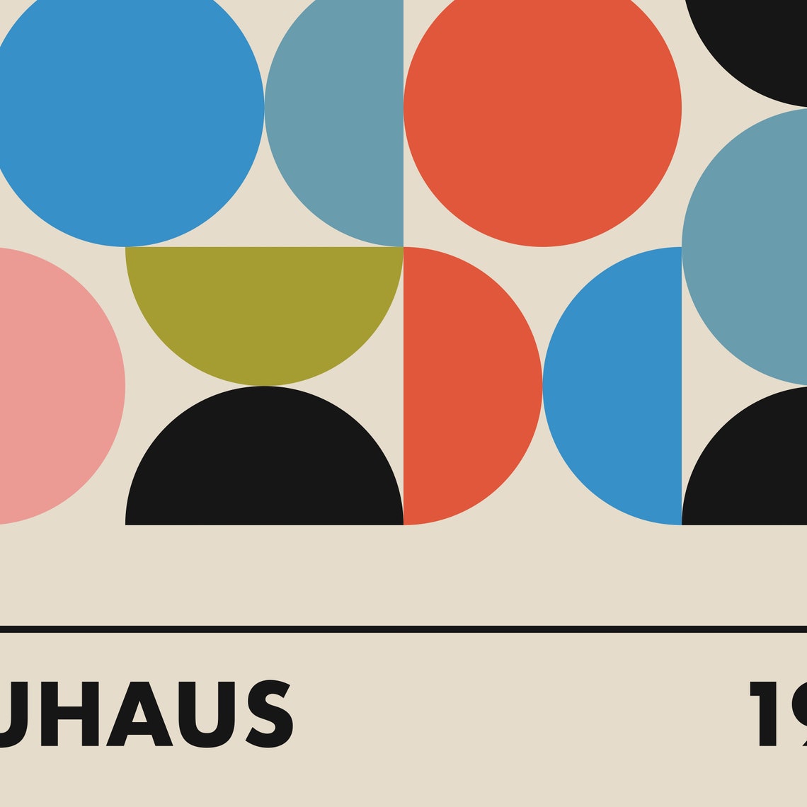 Bauhaus 1923 Colorful Geometric Circles Retro Abstract Poster - Image 2