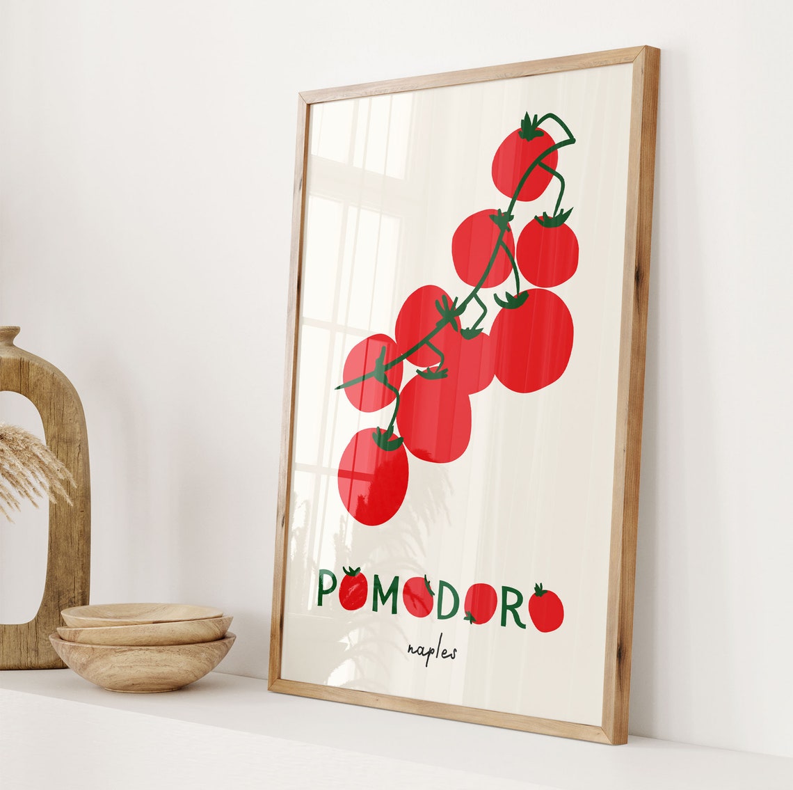 Pomodoro Naples Tomato Vine Retro Illustration Kitchen Art Poster - Image 3