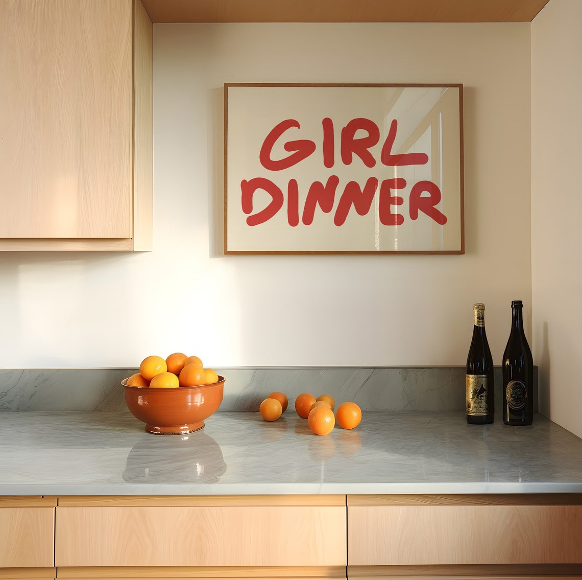 Red Girl Dinner Horizontal Print Trendy Maximalist Kitchen Decor Typography Art Print Foodie Gift Mid Century Print Fun Kitchen Print - Image 4