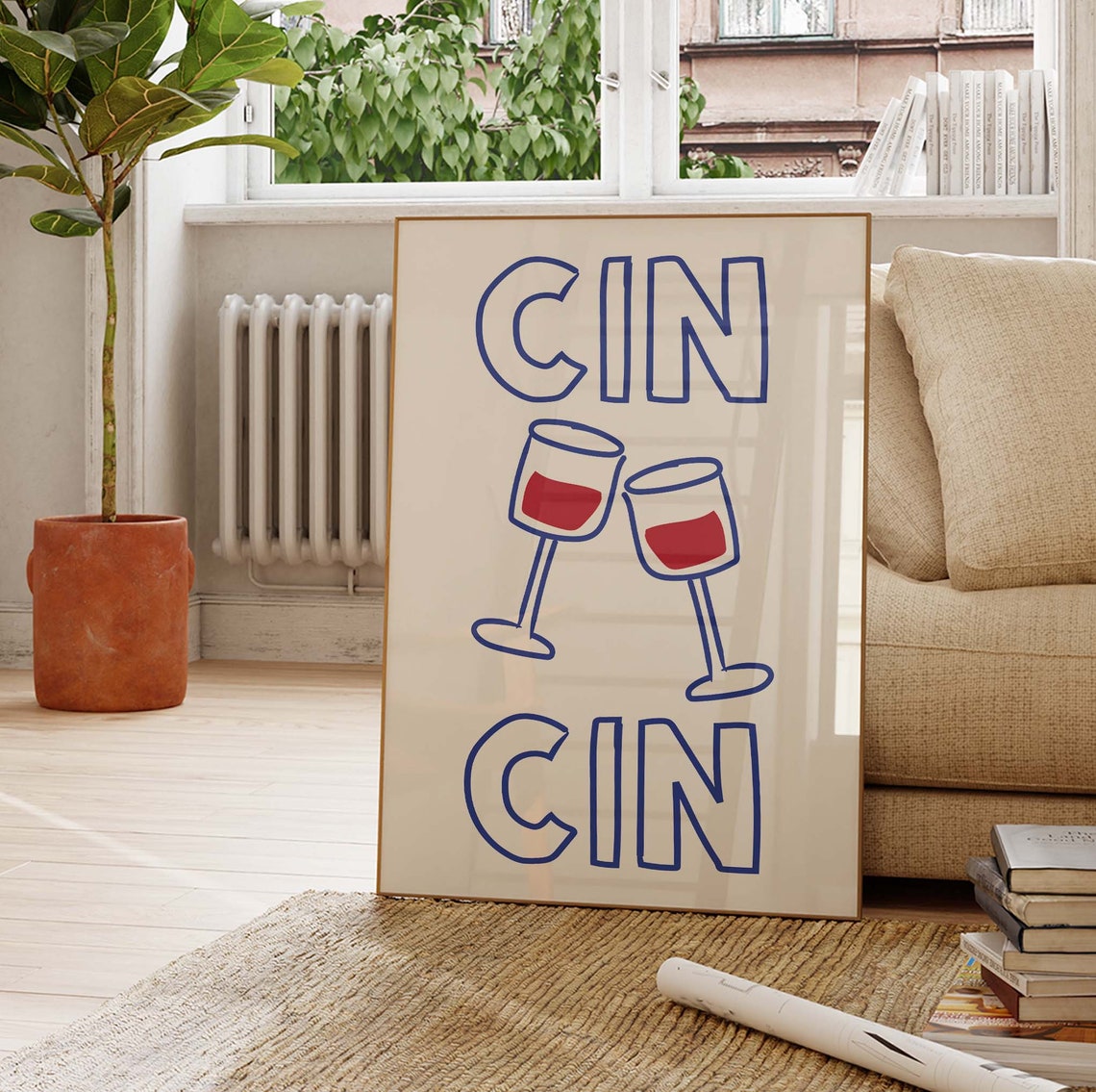 Cin Cin Italian Cheers Wine Glasses Toast Kitchen Bar Poster - Image 2