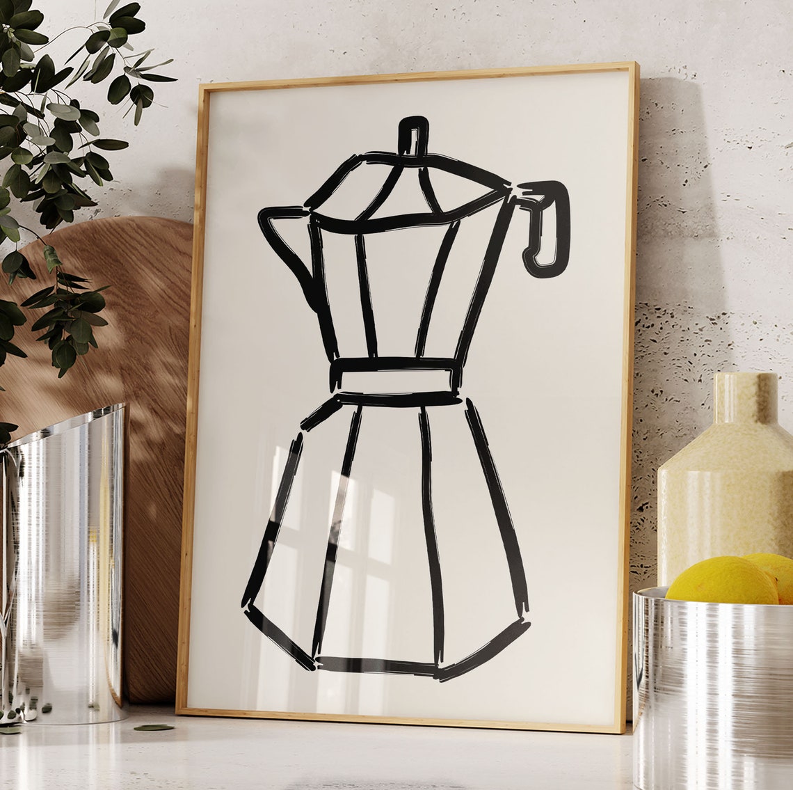 Moka Pot Italian Coffee Maker Minimalist Black Line Art Poster - Image 4
