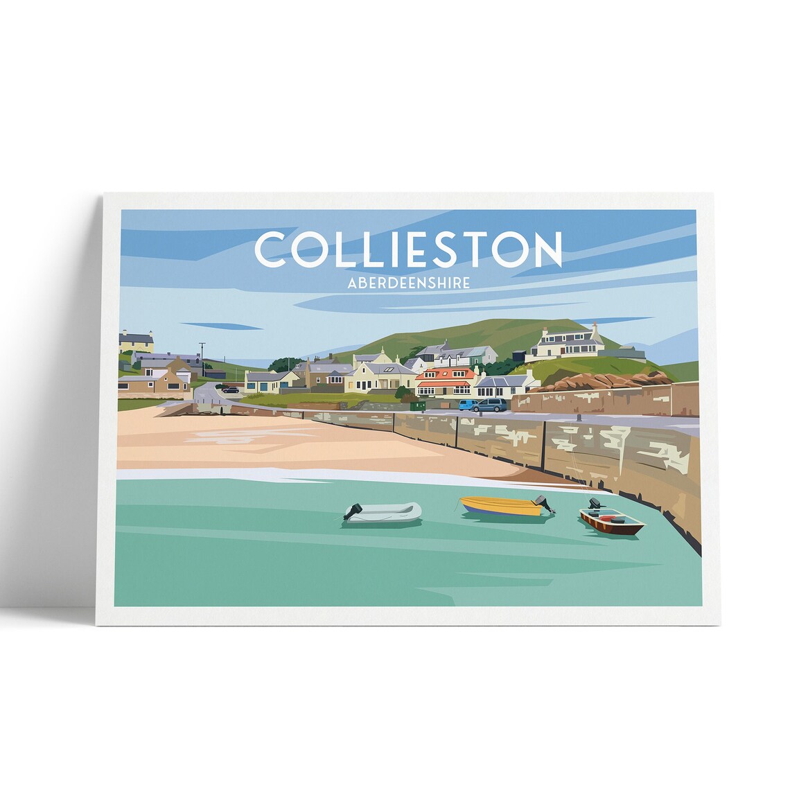 Collieston Bay Aberdeenshire Travel Poster, Scotland