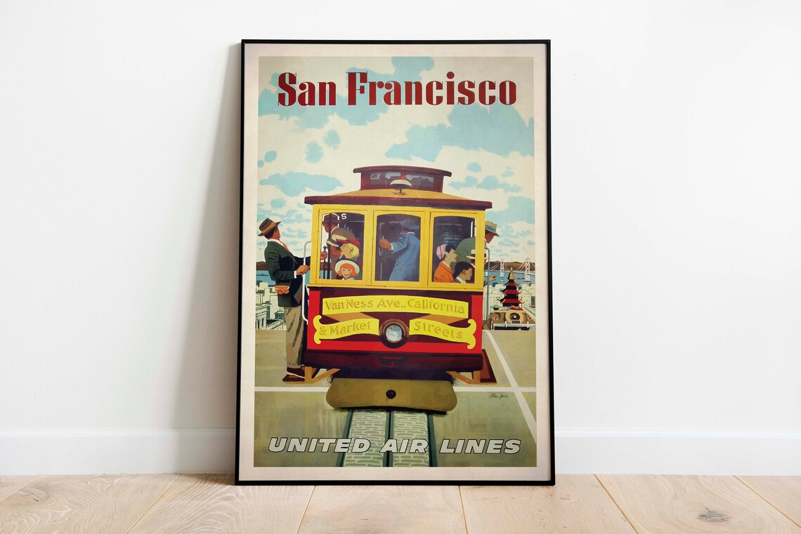 San Francisco Vintage Travel Poster, Golden Gate Bridge