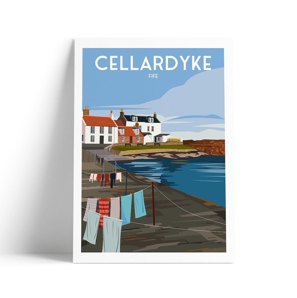 Cellardyke Travel Poster, Fife Harbour Scene