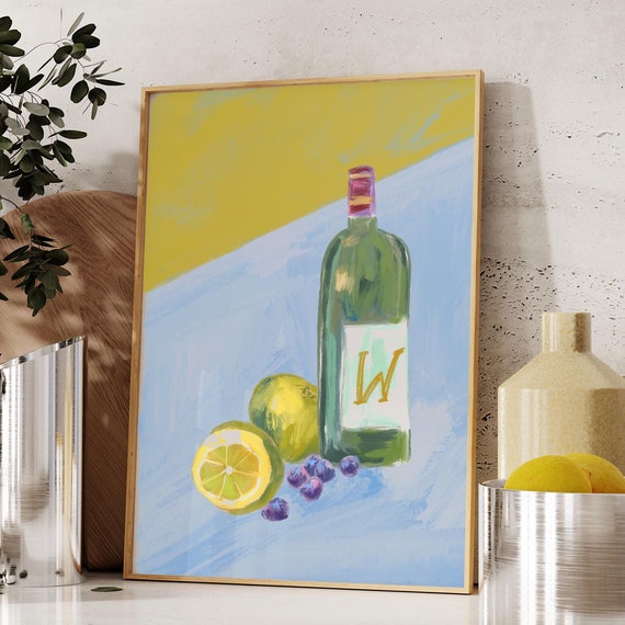 Kitchen Decor Poster Cute Cooking Art Wall Print Minimalist Heart Red Tin Wine
