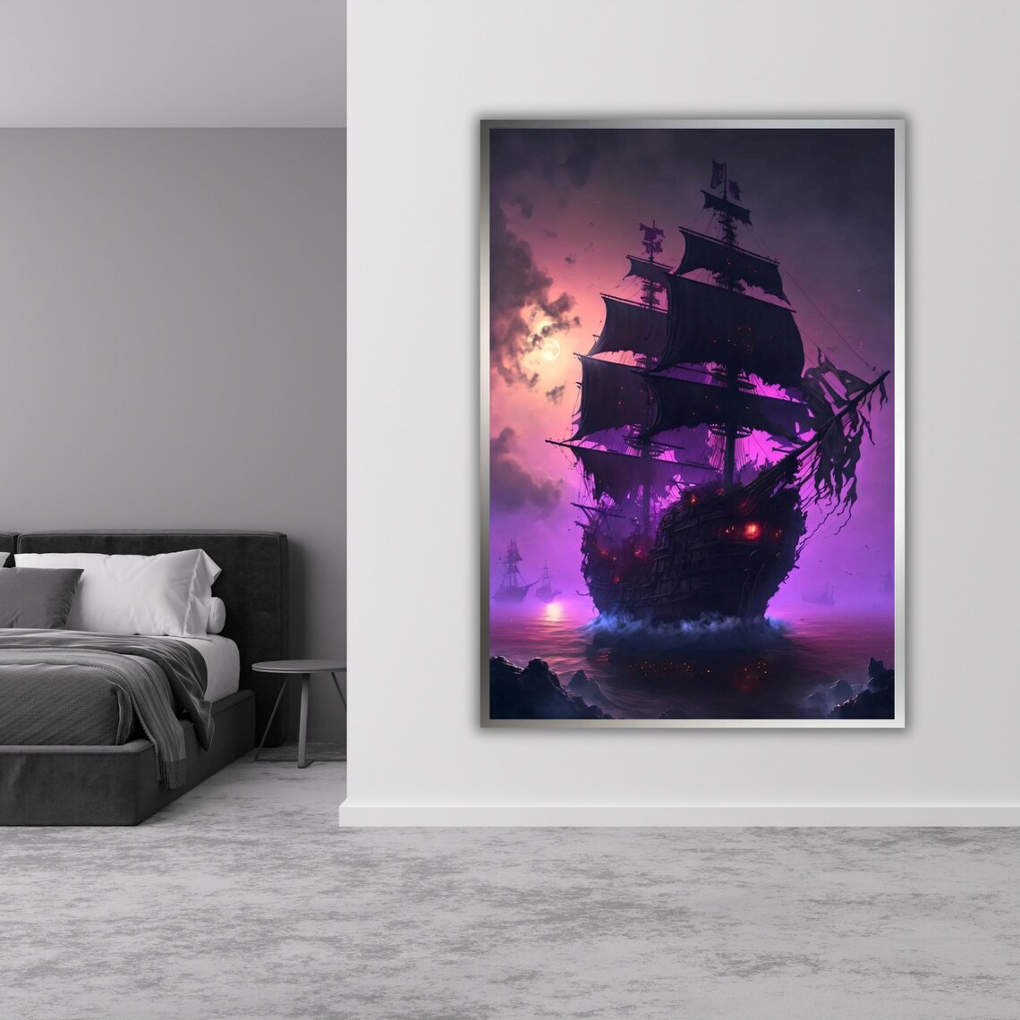 Pirate Ship Painting Print Ready To Hang Art Framed Nautical Decor Gift For Ship Enthusiasts - Image 3